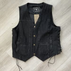 Barneys Leather Pure Cotton Vest New with Tag Large D17136 BK